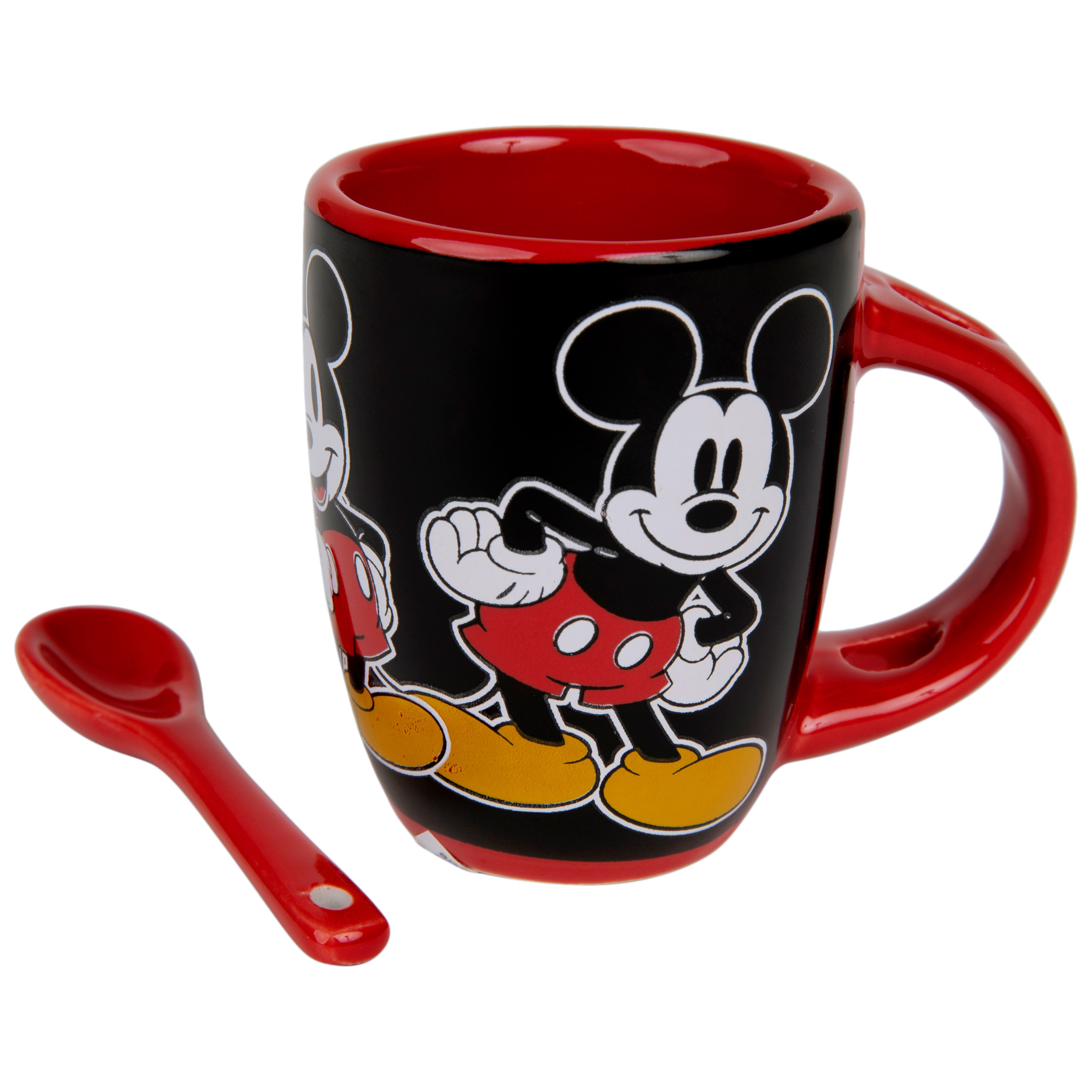Disney Mickey Mouse Laughing Ceramic Espresso Mug with Spoon